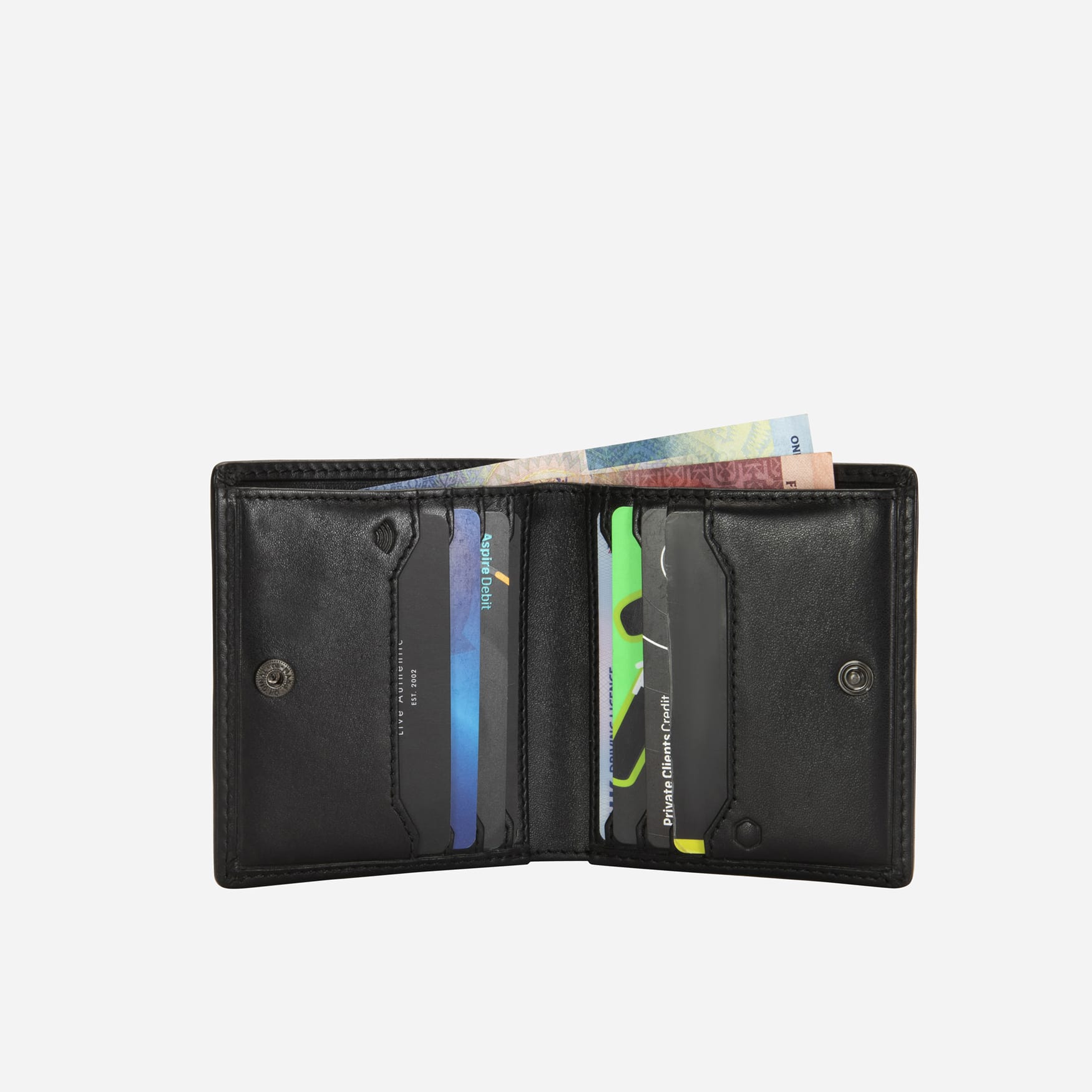 Slim Bifold Card Holder With Coin, Black