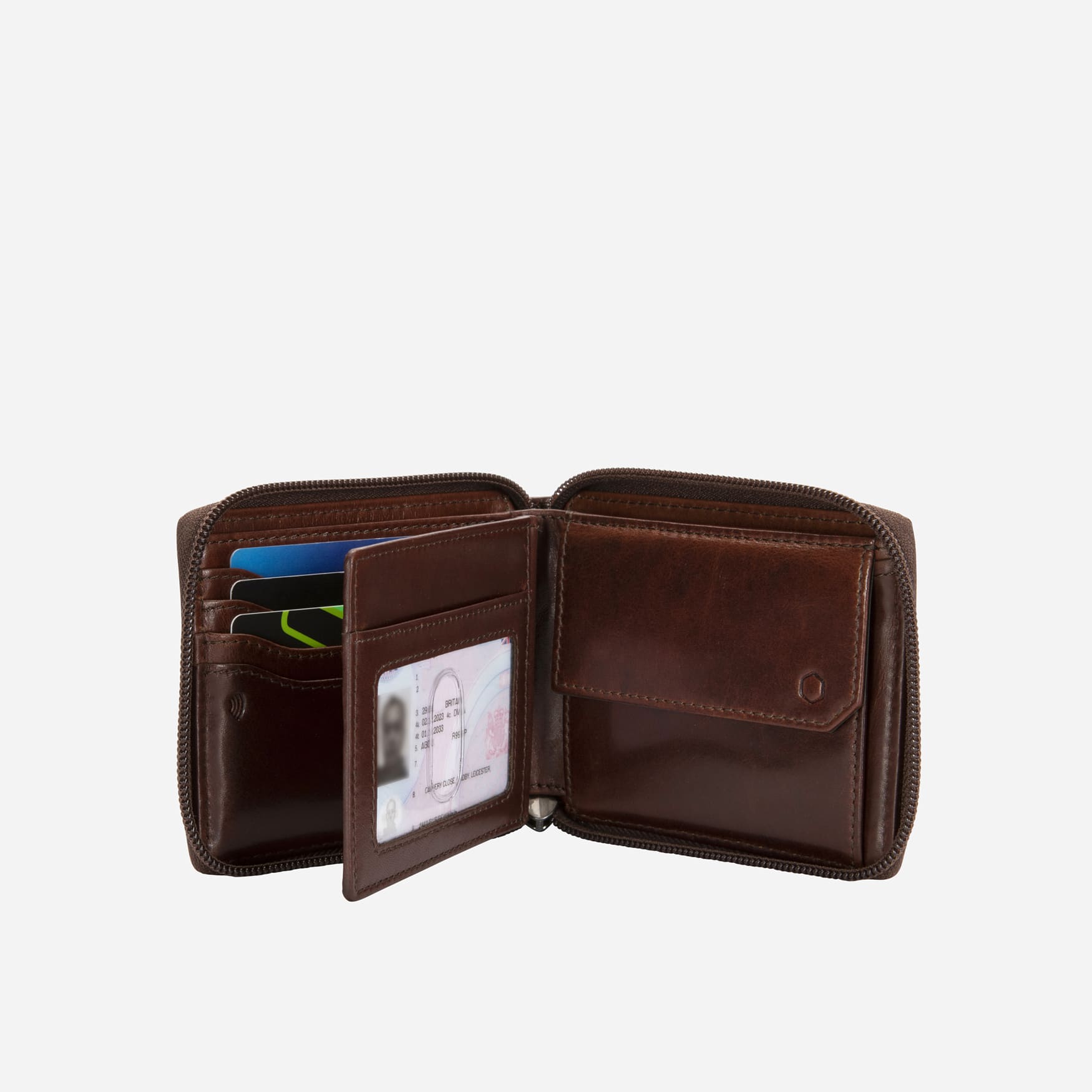 Large Zip Around Wallet With Coin, Mocha