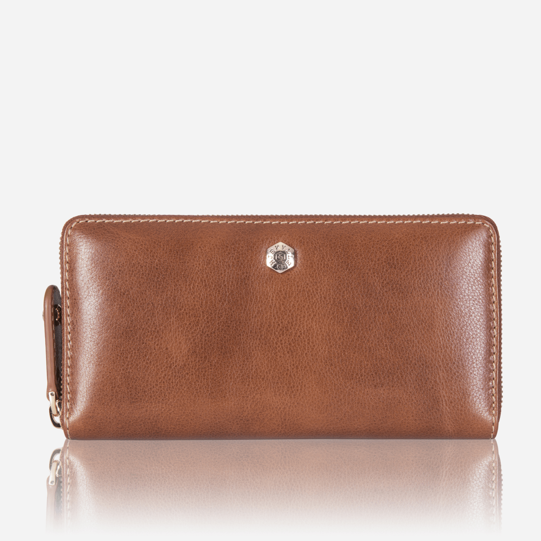 Large Zip Around Purse, Tan