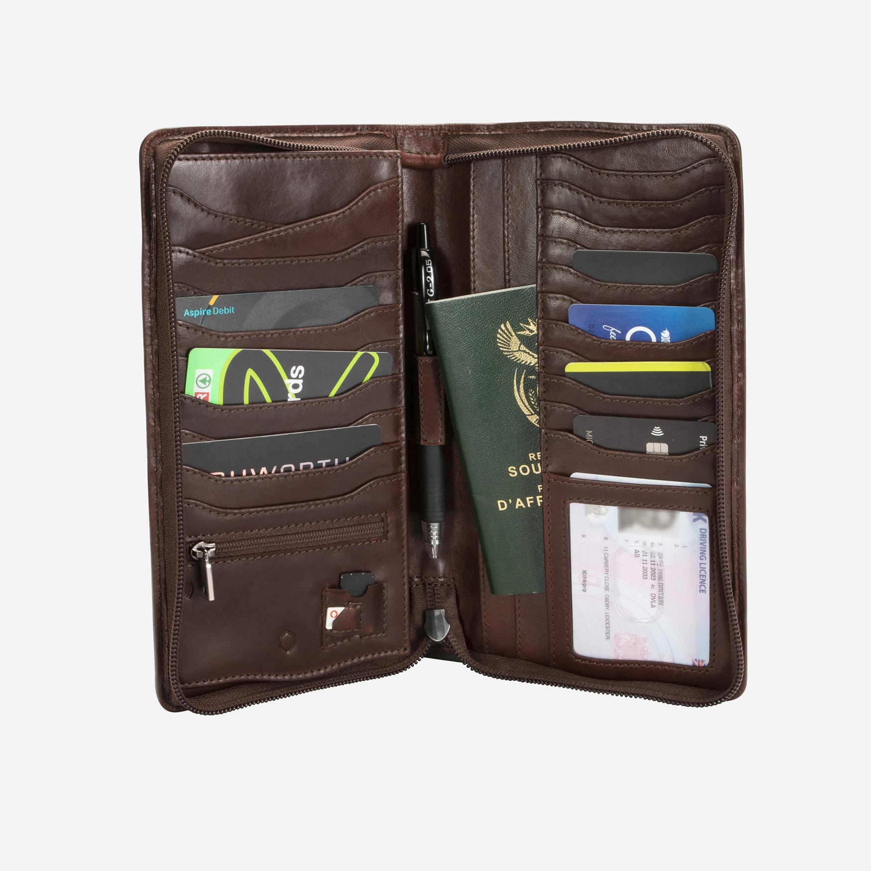 Large Zip-Around Travel And Passport Organiser