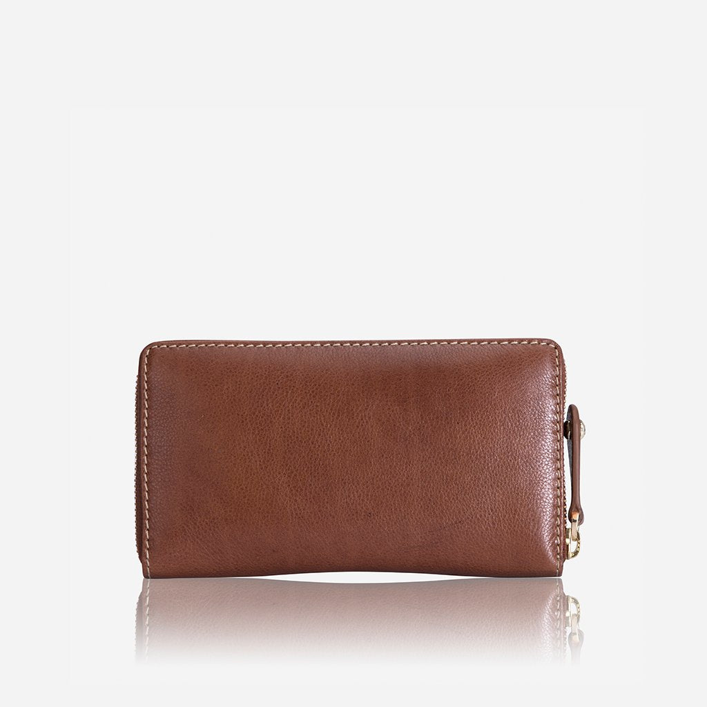 Large Tan Leather Zip Round Purse - Designed in Yorkshire
